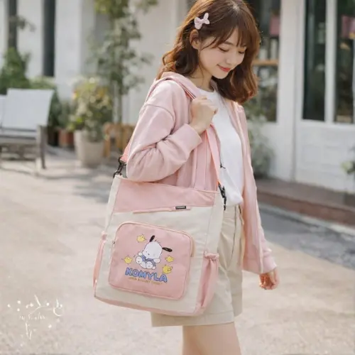 Valerie Anime Shoulder Bag for Girls – Cute Cartoon Tote Bag with Multi-Straps | Stylish Travel & School Handbag