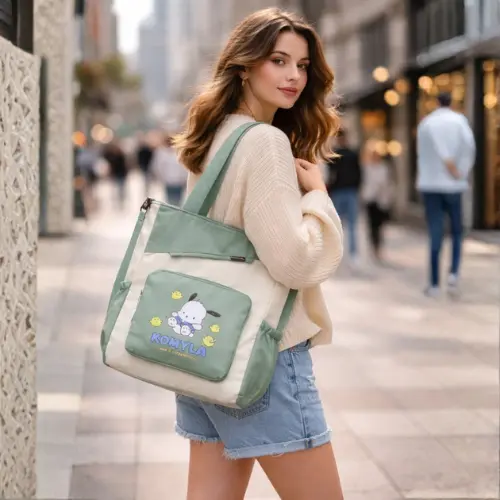 Valerie Anime Shoulder Bag for Girls – Cute Cartoon Tote Bag with Multi-Straps | Stylish Travel & School Handbag