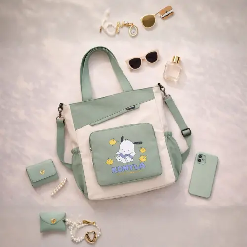 Valerie Anime Shoulder Bag for Girls – Cute Cartoon Tote Bag with Multi-Straps | Stylish Travel & School Handbag