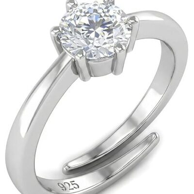 925 sterling silver solitaire ring with cubic zirconia for women