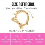 gold heart charm bracelet measurement size guide adjustable fit