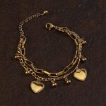 gold layered heart charm bracelet anti tarnish jewellery product view clean background