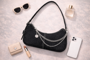 Miraggio Dotty Shoulder Bag for Women | Denim-Texture Compact Sling Handbag | Trendy Everyday Bag