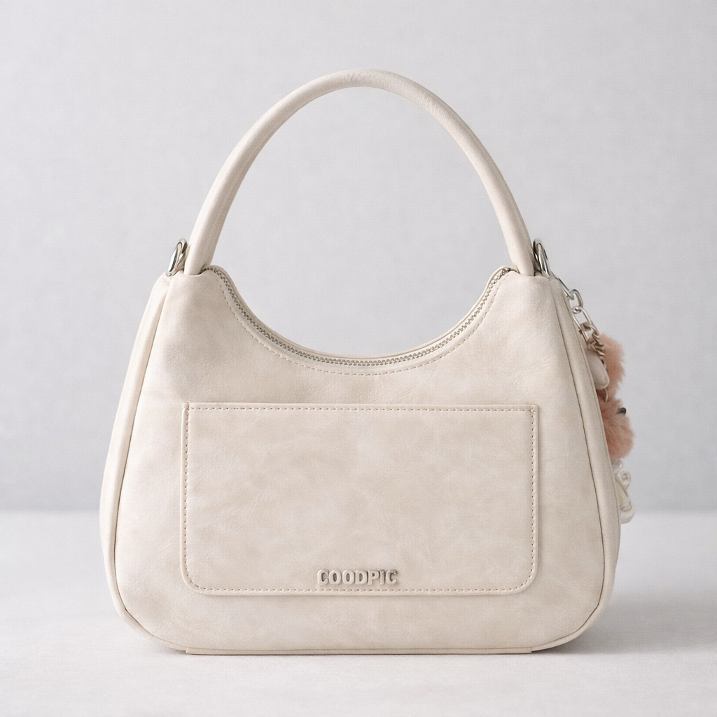Luvya Coquette Bow Shoulder Bag for Women | Aesthetic Cream Hobo Bag with Plush Charm & Detachable Crossbody Strap – Trendy Y2K Inspired Handbag
