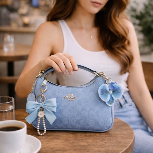 Seraphina  pastel   Blue & grey brown  Signature Monogram Shoulder Bag – Versatile Crossbody Handbag for Women