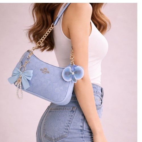 Seraphina  pastel   Blue & grey brown  Signature Monogram Shoulder Bag – Versatile Crossbody Handbag for Women