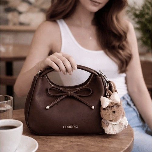 Luvya Coquette Bow Shoulder Bag for Women | Aesthetic Cream Hobo Bag with Plush Charm & Detachable Crossbody Strap – Trendy Y2K Inspired Handbag