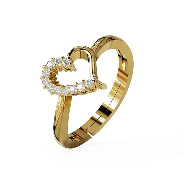 925 Sterling Silver Heart Design Ring for Women & Girls | Adjustable Minimal Jewellery | Available in Silver & Gold Finish