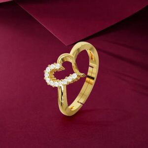 925 Sterling Silver Heart Design Ring for Women & Girls | Adjustable Minimal Jewellery | Available in Silver & Gold Finish