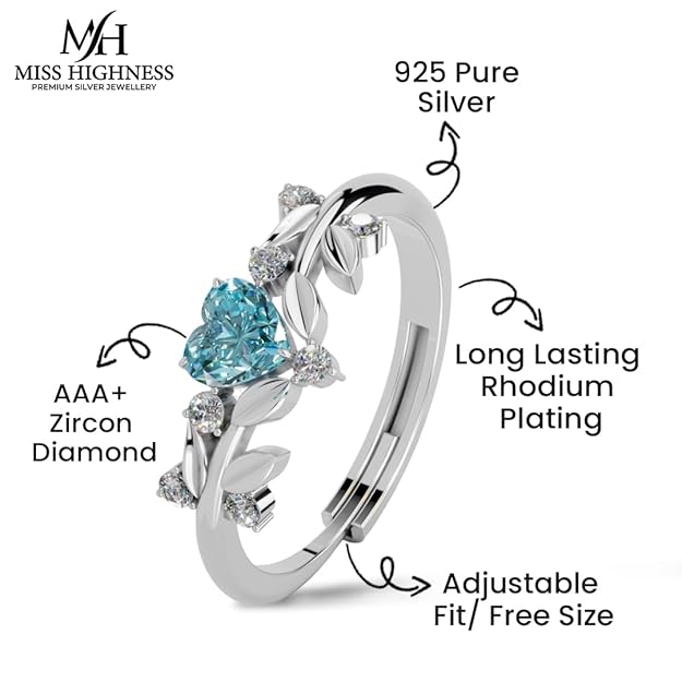 925 Sterling Silver Heart Design Ring for Women & Girls | Adjustable Minimal Jewellery | Available in Silver & Gold Finish