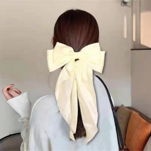 Luxury Satin Hair Bow Clip for Women & Girls | Silky Barrette Hair Accessories | Available in Black, Off White & Red