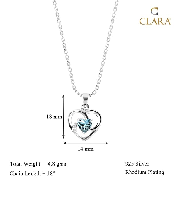 Clara 925 Sterling Silver Heart Pendant Necklace for Women | Pendant Only, With Chain or Bracelet Set | Elegant Gift Jewellery