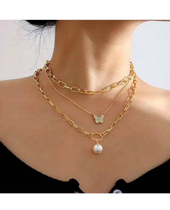Butterfly Pink Pearl Necklace for Women