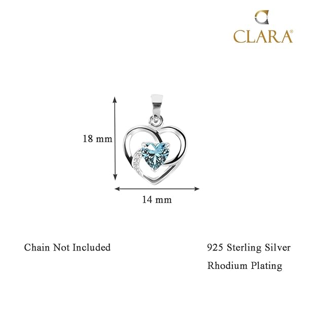 Clara 925 Sterling Silver Heart Pendant Necklace for Women | Pendant Only, With Chain or Bracelet Set | Elegant Gift Jewellery