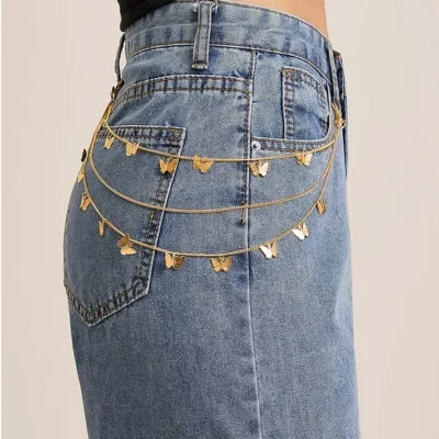 Stainless Steel Jeans Chain Flat Lay