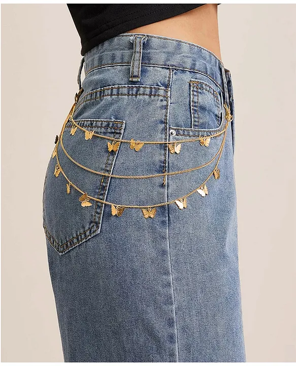 Stainless Steel Jeans Chain Flat Lay